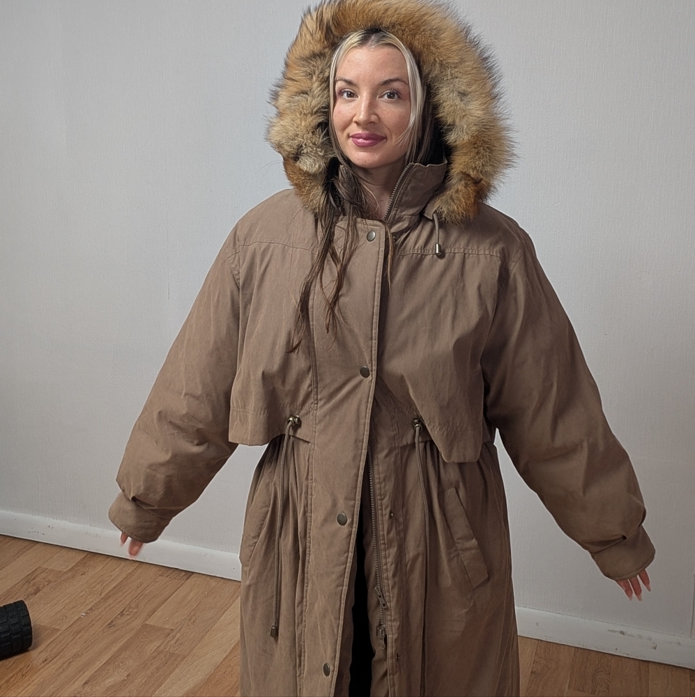 USA Genuine Fur And Feather Long Puffer Coat